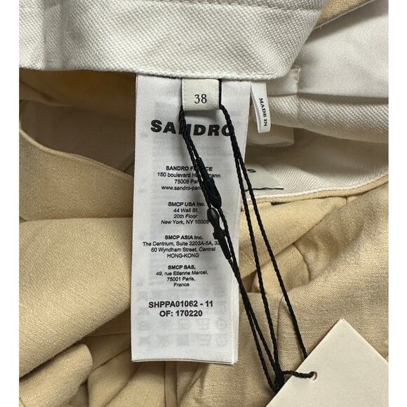 Sandro Paris Linen Viscose Suit Trousers Beige Women’s Size FR 38 / US 6 - Picture 4 of 8